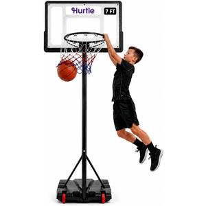 Kids Basketball Hoop Adjustable 5 to 7 FT Portable Basketball Hoop for Kids Indoor Outdoor Play Youth Basketball Hoop with Backboard Wheels Driveway Backyard