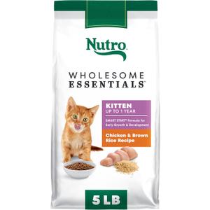 Nutro Wholesome Essentials Natural Dry Cat Food Kitten Formula Chicken & Brown Rice, 5 lb. Bag (5 Pound (Pack of 1)), Best By: 09/04/2025