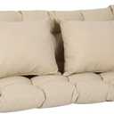Aoodor 59" Tufted Porch Swing Cushions, Outdoor Swing Replacement Cushion 2-3 Seater with Backrest and 2 Pillows, Water and Fade Resistant Bench Seat Pad for Garden Patio Furniture, Khaki