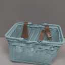 GRANNY SAYS Kids Bike Basket, Front Bicycle Bike Baskets for Kids, Small Wicker Bike Basket for Boys and Girls, Small Wicker Basket for Bike, 9" x 7" x 6", 1-Pack (Cyan)