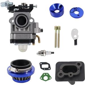 Upgrade 15mm Replace Carburetor kit Air Filter Manifold Inatake Pipe Compitable with 33cc 43cc 47cc 49cc 50cc 2 Stroke Carburetor Pocket Bike Atv Stand-up Scooters Dirt Bikes (blue)