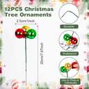 12 PCS Christmas Ball Ornament Picks with 36 Shatterproof Balls - 7.9 Inch Bendable Wired Picks Christmas Tree Ornaments for Wreath, Garland, Vase Fillers Decorations (Red, Green, Gold)