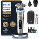 Philips Norelco Shaver i9000 Prestige Ultra, Wet & Dry Electric Shaver, White Gold, SenseIQ Pro Technology, Triple Lift & Cut System, 360 Rotating NanoTech Precision Blades, Beard Styler, XP9403/88 (i9000 Prestige + Charge Stand, QCP & Trimmers, Black)