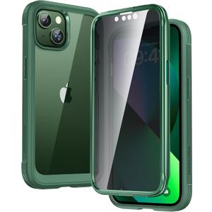 Diaclara Designed for iPhone 13 Case, Full Body Rugged with Built-in Touch Sensitive Anti-Scratch Privacy Screen Protector, Soft TPU Bumper Case for iPhone 13 6.1" (Green)