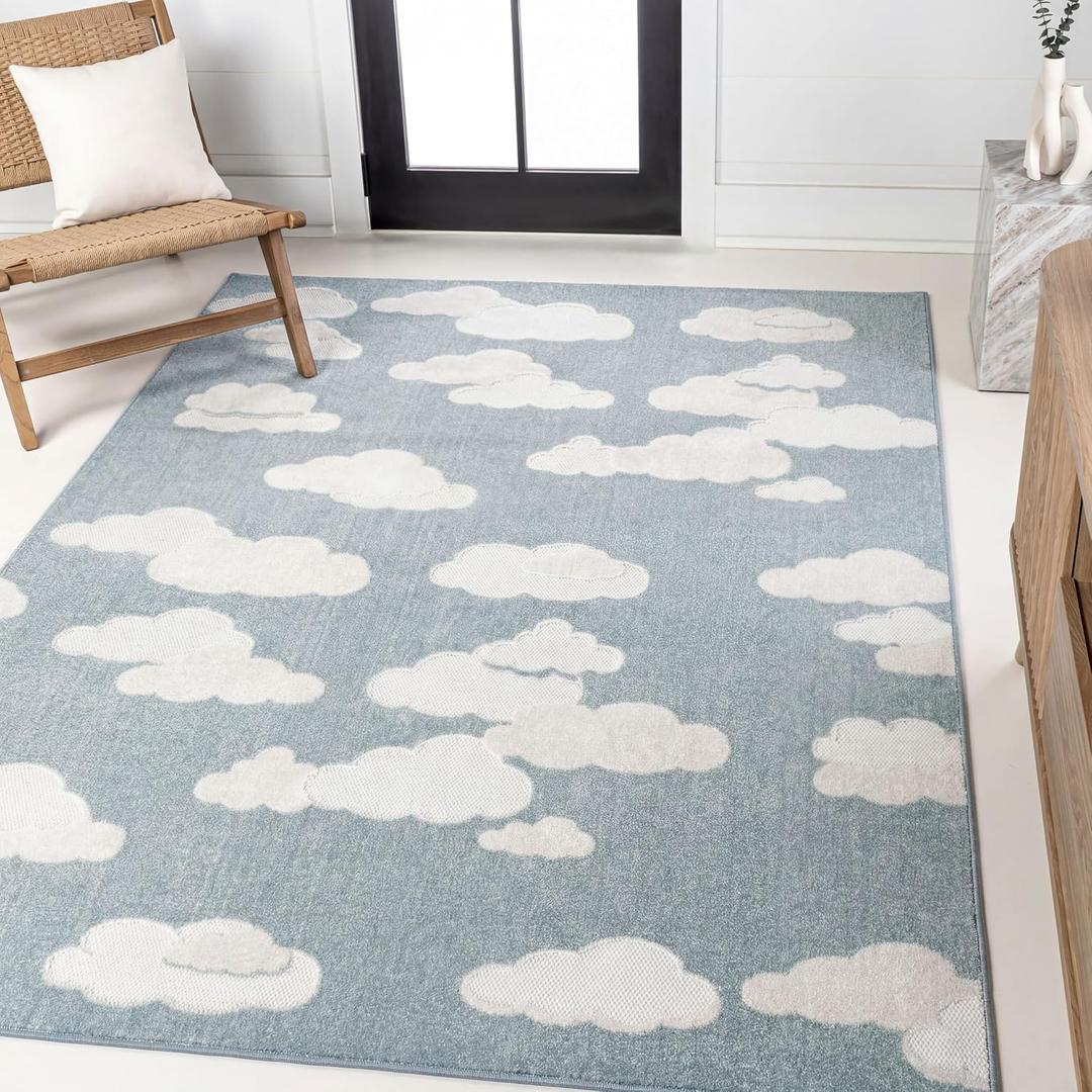 JONATHAN Y Hedwig High-Low Cloud Blue 3x5 Indoor/Outdoor Area Rug, Youth Scandi, Kids, Modern, Cottage, Transitional for Bedroom,Kitchen,Living Room,Non Shedding,Easy-Washing (SCN105A-3)