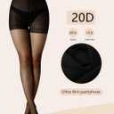 2 Pairs Women's Toeless Pantyhose - 20D Open Toe Sheer Tights Nylons Stockings with Control Top (Black, S)