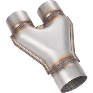 LCGP Stainless Steel Y Pipe 3 Inch ID Single to 2.5 Inch ID Dual Stamped Exhaust Adapter Connector