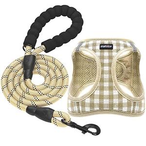 matilor Dog Harness Step-in Breathable Puppy Cat Dog Vest Harnesses for Small Medium Dogs Beige Checkered Size XS