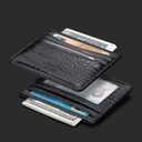 Slim Wallet Minimalist Front Pocket RFID Blocking Men and Women Leather Wallets (Black-Crocodile)