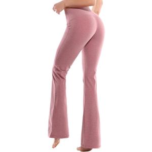BUBBLELIME 29"/31"/33"/35"/37" 3 Styles Women's High Waist Bootcut Yoga Pants Basic/Side Pockets Tummy Control Workout Flared (Large, Basic Nylon_heatherred)