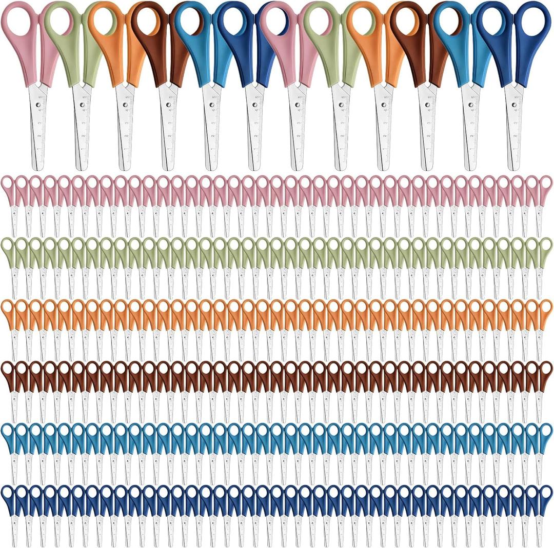 Lasnten 240 Pcs Colorful Scissors Bulk 5cm Scale Blunt Tip Scissors for Kids Safety Scissors for Classroom Office School Home Paper Cutting