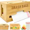 Trash Bag Dispenser with Handles, Garbage Bag Holder for Standard 13/30 Gallon Rolls Less Than 80 Bags, Kitchen Laundry Trash Bag Organizer, Wall Mounted/On Countertop/Under-Sink