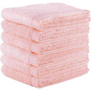 Mother-Earth 6-Pack Bath Washcloths 12"x12" - Soft and Absorbent Face Towels, Quick-Drying Wash Cloths for Sensitive Skin, Premium Quality for Daily Use (Pink Cotton)