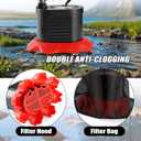 FIDISP Pool Cover Pump, 850 GPH Water Pump for Pool Draining With 4 Hose Adapters, 20 FT Drain Hose, 25 FT Power Cord, Pool Cover Pumps Above Ground for Drainage of Pool Covers, Ponds and Tubs(Red)