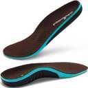 OrthoComfoot Plantar Fasciitis Orthotic Insoles - Comfortable High Arch Support Inserts for Women & Men, 220+lbs Heavy Duty Cushion Pain Relief Shoe Insole for Flat Feet - Arch Pain - Heel Pain -Work (7 Men/9 Women (Insole Length 10.4 in), W1a-brown)