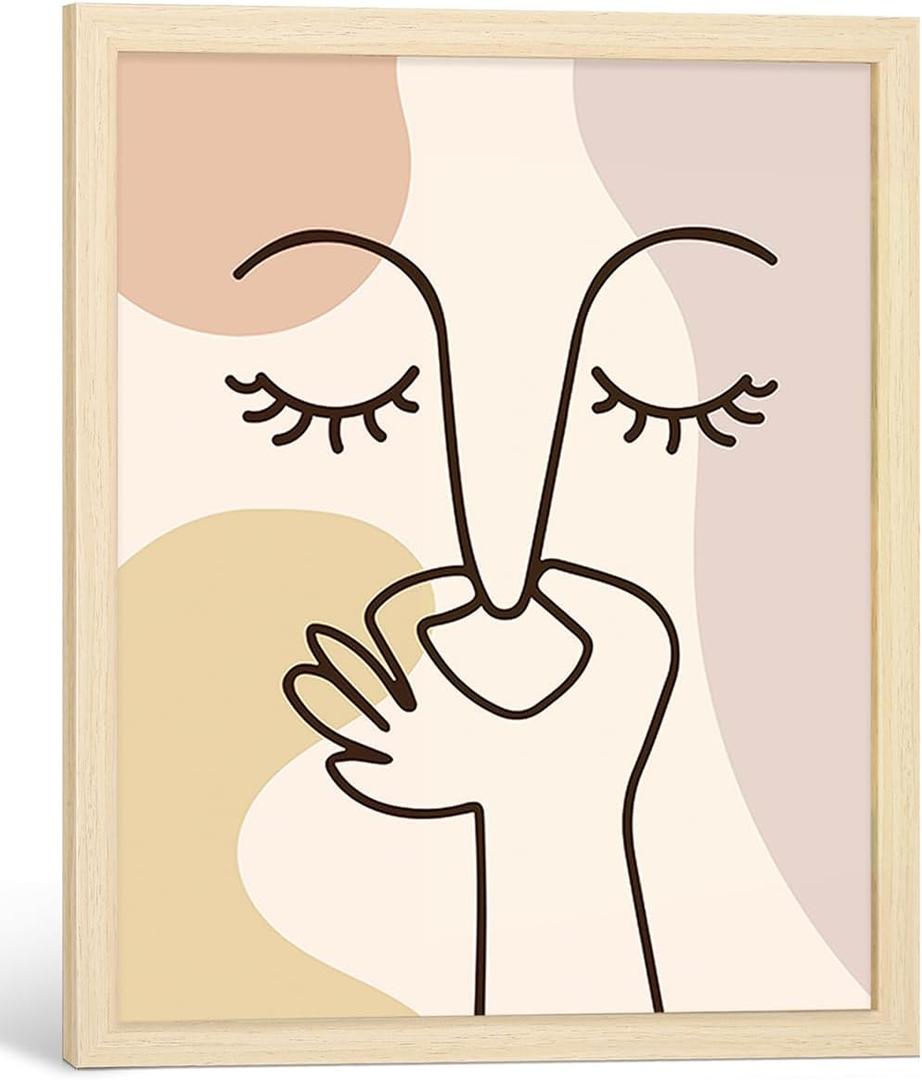 Framed Bathroom Artwork for Spacious Bathroom Wall Decor - 16" x 20" Inch (Beige)