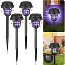 2026 Solar Bug Zapper Outdoor Waterproof,4 Pack Mosquito Zapper Repellent Outdoor Patio,Auto On/Off Purple or White Light,Solar Powered Gnat Insect Bug Zappers for Yard Garden Backyard Pathway