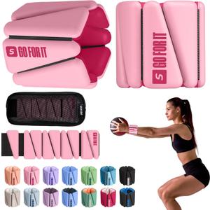 SPORTBIT Wrist and Ankle Weights for Women - Set of 2 (1lb Each) Wearable Ankle & Wrist Weights - Leg & Arm Bands, Silicone Weighted Bracelets for Workout, Walking, Running, Yoga, Pilates (Bright Pink)