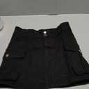 ANRABESS Cargo Skirt Women Button Mini Skirt with Pocket Y2k Bodycon 2025 Trendy Denim Jean Short Skirts (Small, Black)