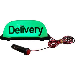 12V Delivery Sign Light for Car, Magnetic Waterproof Taxi Cab Roof Top Illuminated Sign,Delivery Sign LED Light Sealed Base with 3m Power Cable,Delivery Sign Light (GREEN)