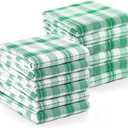 Utopia Towels Green & White Dish Towels [12 Pack - 15 x 25 Inches] 100% Ring Spun Cotton Highly Absorbent & Reusable Cleaning Bar, Tea, Kitchen and Dishcloths Set - 200 GSM