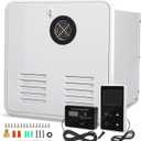 Briidea 55,000 BTU RV Tankless Water Heater with CO Alarm, Remote Control, and Pressure Relief Valve - 12V, 15x15" White Door