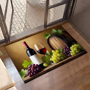 Grape Wine Bottle Door Mats Indoor,Farmhouse Wine Barrel Front Door Mat Non-Slip Low Profile Welcome Mat for Outdoor Entrance Indoor Rug Mat Home Patio, Porch, Hallways Floor 30 x 17 Inch
