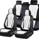 Coverado Seat Covers, Car Seat Covers Full Set, White Car Seat Cover, Auto Seat Covers Front Seats Rear Seat Cover, Luxury Car Seat Cushion,Leather Seat Cover Seat Protector Universal Fit Most Cars