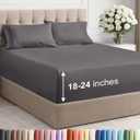 Extra Deep Twin XL Sheet Set - 4 Piece Breathable and Cooling Sheets - Hotel Luxury Bedding for Women, Men, Kids & Teens - Easy & Secure Fit - Soft, Wrinkle Free and Comfy - Extra Deep Pockets - Grey (07 - Dark Grey)
