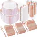 YOUBET 700PCS Rose Gold Plastic Dinnerware Set for Wedding Party