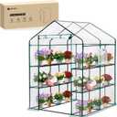 Yesker Greenhouse 57.5"x57"x77" Walk In Green House - Large Outdoor/Indoor Greenhouses with 8 Shelves Waterproof PVC Cover & Windows, Portable Greenhouse Kit for Winter Backyard Gardening Patio, Clear