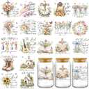 Bible Verse UV DTF Decals - 20 Sheets Christianity Motivational Quotes Uvdtf Cup Wraps for 16 oz Glass Mug, Cross Flower Butterfly Transfer Sticker DIY Water Bottle Craft Decor Religious Gifts for Mom