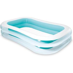 Intex 56483EP Inflatable 8.5' x 5.75' Swim Center Family Pool for 2-3 Kids, Backyard Splash Pool for Children 6+ Years Old, 198-Gallons, Blue & White