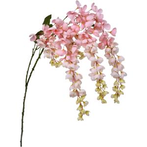Artificial Light Pink Wisteria Hanging Flowers Bush, 2 Pcs 38.2 Inch Silk Wisteria Garland Flowers Fake Wisteria Flower Vines Garland Artificial Flower Strings for Garden Wedding Home Decor