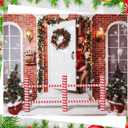 6.5 Feet Christmas Candy Cane Fence Cardboard Stand-up Cutout Life-Size Christmas & Western Party Decoration Cardboard Backdrop Photo Props for Xmas Theme Party Supply Cowboy Cowgirl Decor