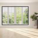 uxcell Window Screen Mesh, 28" x 55" DIY Fiberglass Netting Mesh Black Frame with Hook and Loop Adhesive Edging Grey Mesh for Bedroom, Living Room, Kitchen