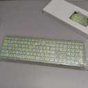 Wireless Keyboard and Mouse Combo, Colorful Ergonomic Full Size Retro Low-Noise Keyboard with Cute keycaps, Compatible with Windows, PC, Perfer for Home and Office Keyboards (Green)