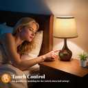 Seealle Touch Table Lamp for Bedroom, 3-Way Dimmable Small Bedside Lamps for Night Stands with Wires, Brown Desk Lamp for Kids Room, Office, Living Room, End Table(LED Bulb Included)