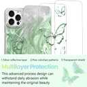 NITITOP Compatible for iPhone 13 Pro Max Case Cute Butterfly Pattern for Women Girl Glitter Laser Shiny Feather Yarn Style Aesthetic Shockproof Hard Protective Phone Cover - Green