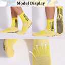 Non Slip Socks 4 Pairs Anti Slip Football Socks Men's Athletic Anklets with Grips for Yoga Basketball Sports (Blue+pink+yellow+red)