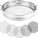 14.57'' Large Soil Sifter for Gardening with 1, 3, 6, 9, 12 mm Sieve Mesh Compost Dirt Sifter with Handle Garden Sand Soil Rock Sieve for Dirt Sand Rocks Pellet Gravel (Sliver)