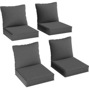 Aoxun Replacement Cushions for Outdoor Furniture, 4-Piece Outdoor Cushions for Patio Furniture, Deep Seat, Waterproof & Fade Resistant Couch Cushion for 4-Seat Patio Conversation Sets, Grey