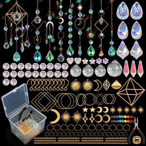 DIY Suncatchers, 400 pcs Sun Catchers Making Supplies Kit Art and Crafts for Adults Prism Hanging Decorative Suncatcher with Crystals Rainbow Maker for Indoor Windows Office Home Decor