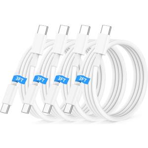 Essri USB C to USB C Cable 3FT for Apple iPhone 17 16 Charger Cord,4Pack 60W C to C Cable Fast Charging Wire for iPhone 16 15 Pro Plus Pro Max iPad Pro/Air MacBook Pro/Air,for Galaxy S24 S23 and More (White)