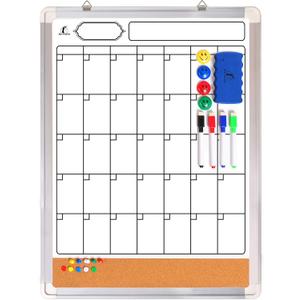 Whiteboard Calendar Dry Erase for Wall - 18 x 24 in White Board Planner Monthly Magnetic with 1 Eraser, 4 Dry Wipe Markers, 4 Magnets and 10 Thumb Tacks - Wall Hanging Marker Board Month Calendar