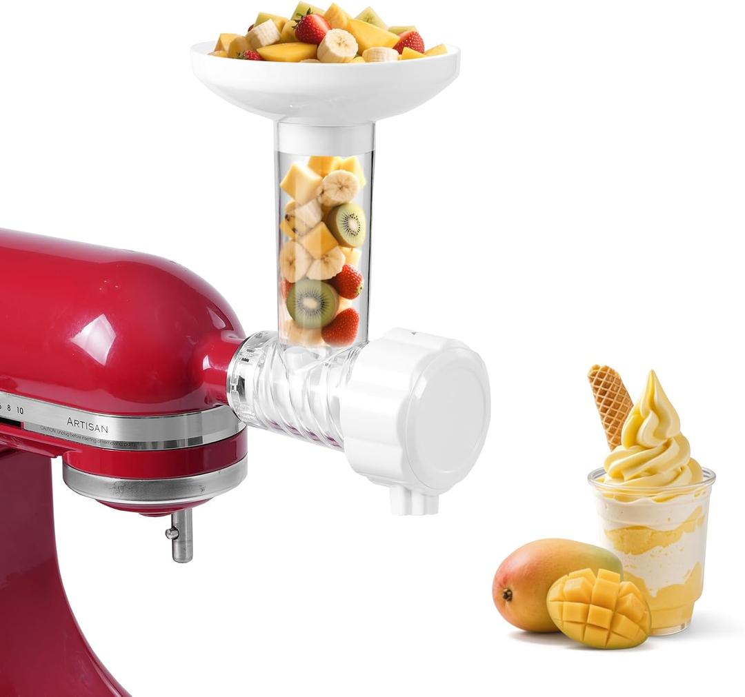 Fruit Ice Cream Maker Compatible with KitchenAid Stand Mixer For Healthy Dairy-Free Fruit Ice Cream, Desserts And Soft Ice Cream Yoghurts, Ice Cream Maker - Dishwasher Safe