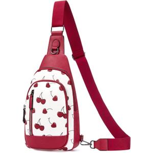 CLUCI Crossbody Bags for Women Men,Leather Sling Bag Cross Body Backpack for Woman Gifts for Women Birthday Unique (1-1 Cherry)