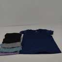 Real Essentials 5 Pack: Women's Short Sleeve V-Neck Activewear T-Shirt Dry-Fit Wicking Yoga Top (Medium)