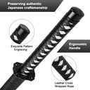Hand-Forged Steel Samurai Sword Clay-Tempered Blade, Unsharpened Practice Katana, Full Tang Construction, Well-Balanced for Advanced Practitioners & Collectors