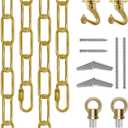 15 Ft Heavy Duty Hanging Chain Kit with Connection Locks & Swag Ceiling Hooks for Lighting Fixture, Chandelier, Pendant, Lantern, Swag Lamp, Plant/Flower/Fruit Basket, Bird Feeder (Brass)